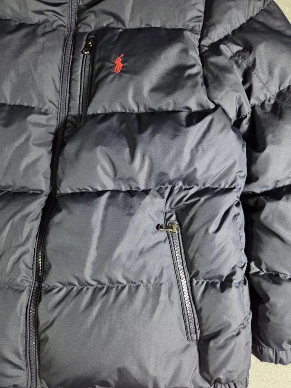 Polo Ralph Lauren KIDS Gorham Down Puffer Jacket L Blue Hooded Winter Coat